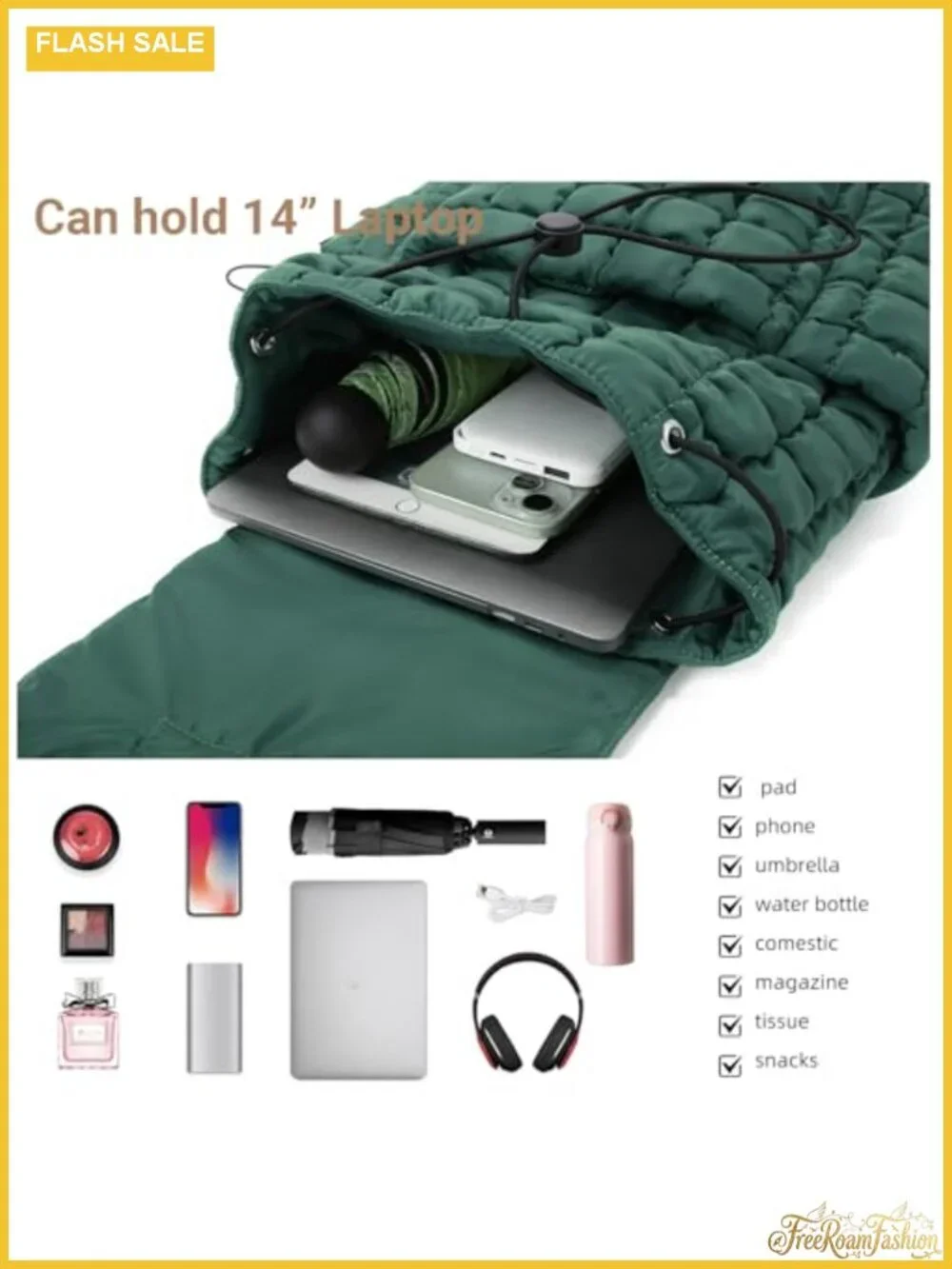 Quilted Puffer Backpack for Women Lightweight Water Resistant Daypack with